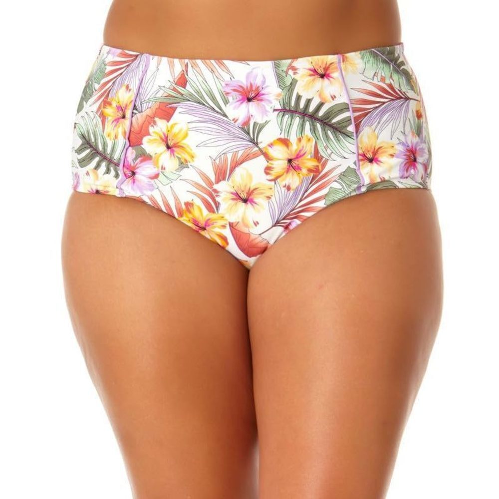 Salt + Cove Women's Juniors' Plus Size Printed High-Waist Swim Bottoms (White